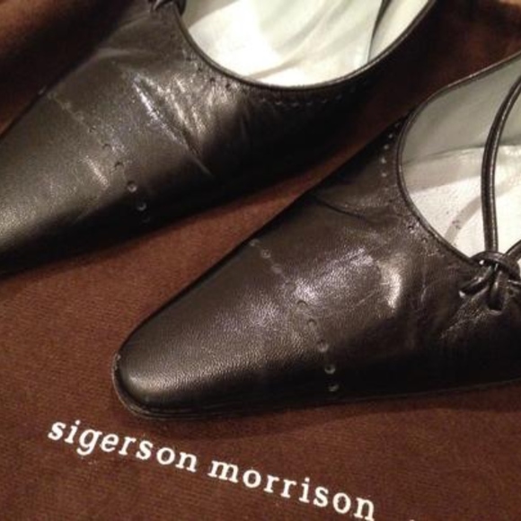 Sigerson Morrison Black Slingback Pumps - Picture 4 of 8